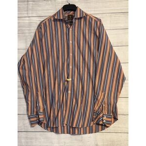 TailorByrd Men's Striped Button Up Shirt XL 2-Ply Cotton Multicolor